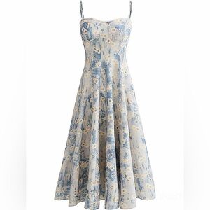 Floral Blue and White Dress NWOT